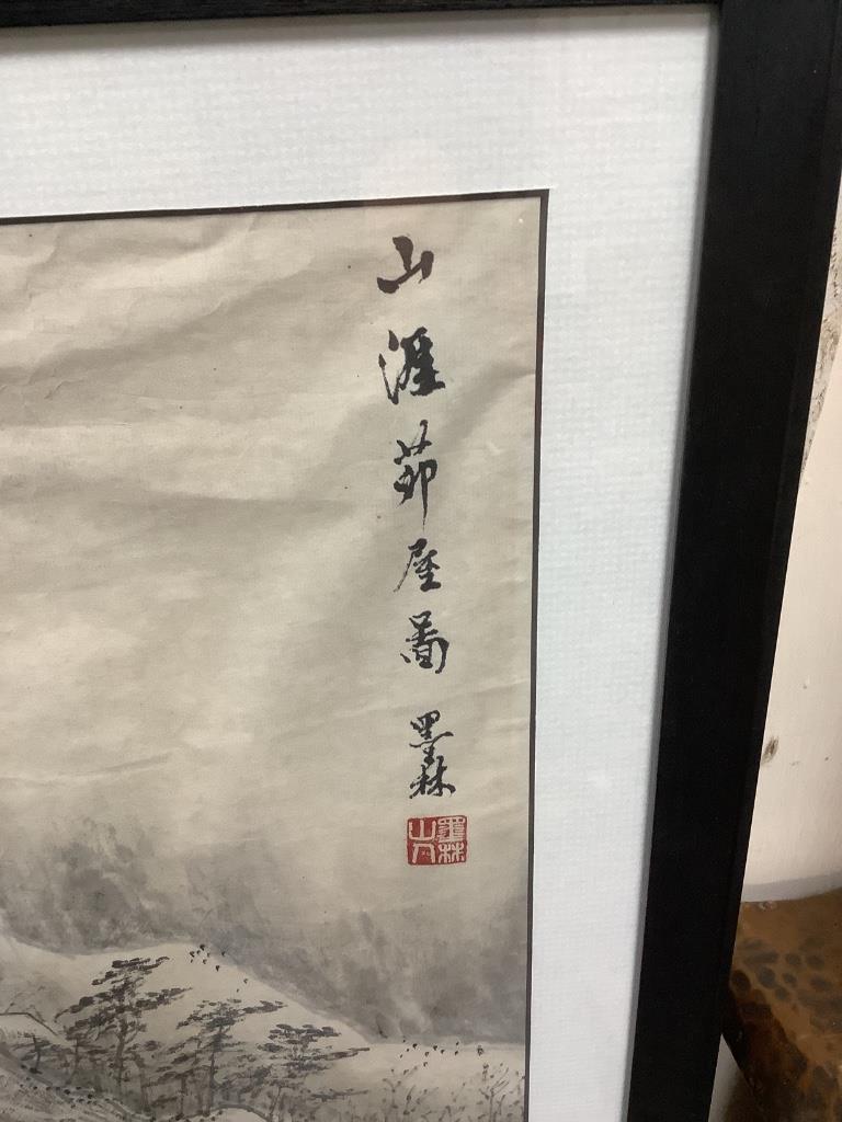 Chinese School, four monochrome watercolours on paper, Mountain landscapes, 93 x 33cm